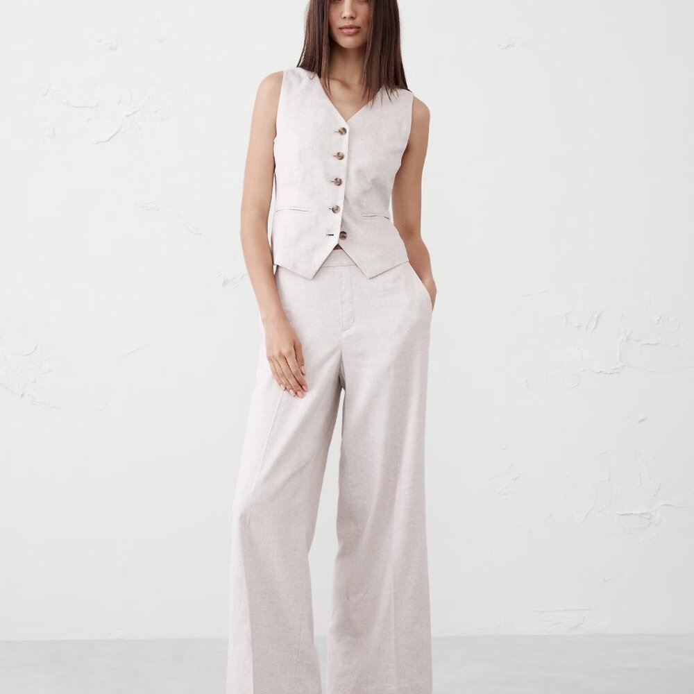 Banana Republic Factory - Hayden Wide-Leg Linen-Blend Pull-On Pant